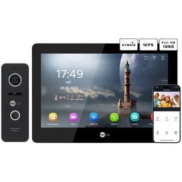 Neolight MEZZO Hybrid Black + PRIME FHD Black з кутком Комплект відеодомофону 99-00024862 фото