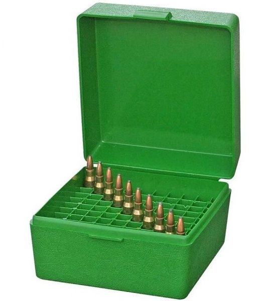 Коробка MTM RM-100 на 100 патронів кал. 308 Win; 7,62x39; 6,5 Creedmoor; 243 Win; .410 Зелена RM-100-10 17730470 фото