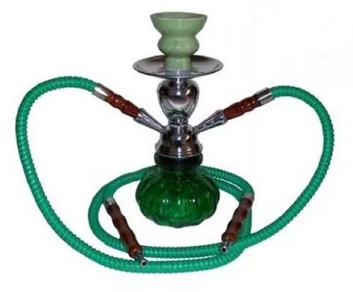 Кальян стеклянный Тыковка HUKA на 2 персони, H-22 см, Зеленый, хром DN18157 V77554497 фото