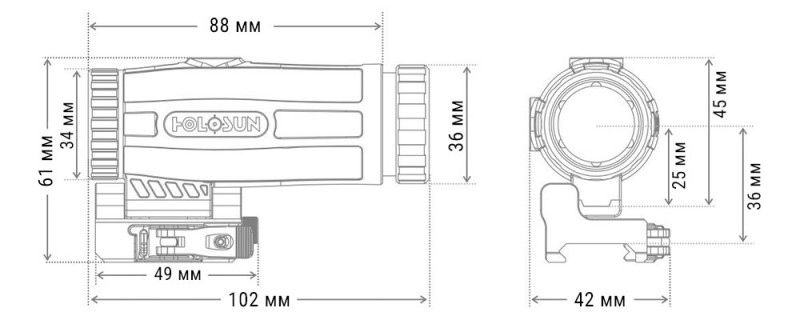 Магніфер Holosun HM3X 3x з відкидним кріпленням на Weaver/Picatinny 15920054 фото