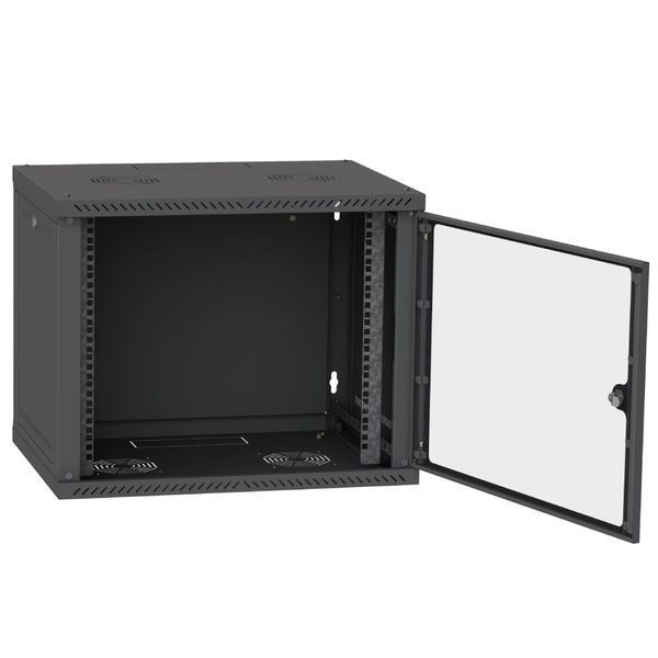 IPCOM 9U 600x450 Шафа телекомунікаційна двері скло (чорна) 99-00017725 фото