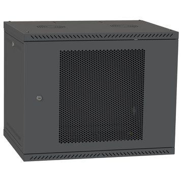 IPCOM 9U 600x600 Шафа телекомунікаційна двері перф (чорна) 99-00017726 фото