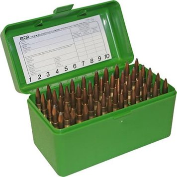 Коробка MTM RM-50 на 50 патронів кал. 243 Win; 308 Win; 7,62x39; 6,5 Creedmoor Зелена RM-50-10 17730474 фото