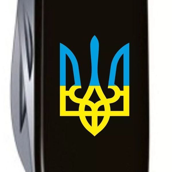 Швейцарський ніж Victorinox Huntsman Ukraine 91мм 15 функцій Чорний Тризуб синьо-жовтий (1.3713.3_T0016u) V77552967 фото