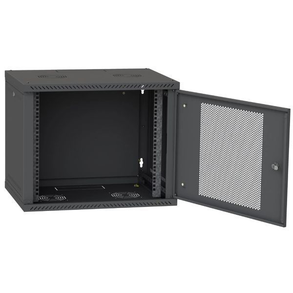 IPCOM 9U 600x600 Шафа телекомунікаційна двері перф (чорна) 99-00017726 фото