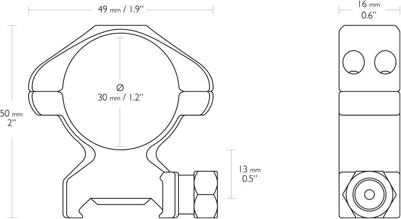 Кільця сталеві Hawke Precision Steel 30 мм High Weaver/Picatinny 39860089 фото