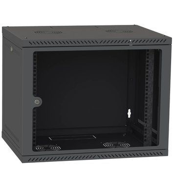 IPCOM 9U 600x600 Шафа телекомунікаційна двері скло (чорна) 99-00017739 фото
