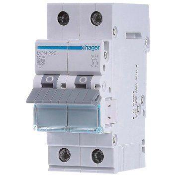 Hager MCN225 Автоматичний вимикач 2P 6kA C-25A 2M 99-00016365 фото