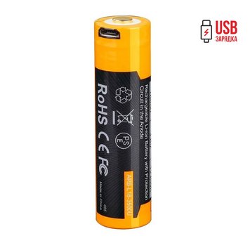 Аккумулятор 18650 Fenix ​​(3500 mAh) micro usb зарядка 41303 фото