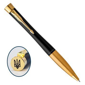 Ручка шариковая Parker URBAN 17 UKRAINE Muted Black GT BP Трезубец на торце 2143640 94630 фото