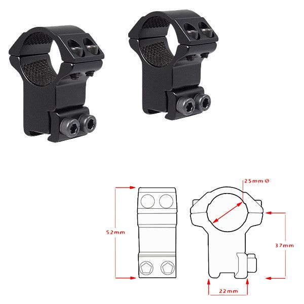 Кільця Hawke MatchMount 25,4 мм High Ластівчин хвіст 39860169 фото