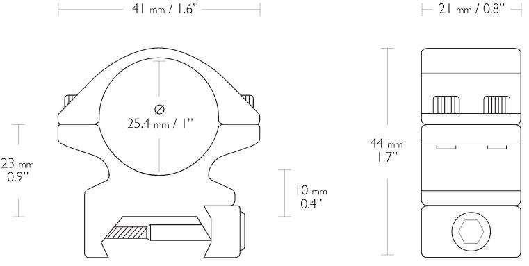 Кільця Hawke Match Mount 25,4 мм Medium Weaver/Picatinny 39860157 фото