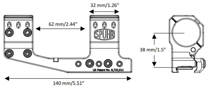 Моноблок Spuhr SP-3022C с выносом 30 мм High Picatinny 37280094 фото