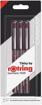Набір ручок Rotring Drawing TIKKY GRAPHIC Burgundy FiberPen 0,1/0,3/0,5 Black блістер 1904780 87313 фото