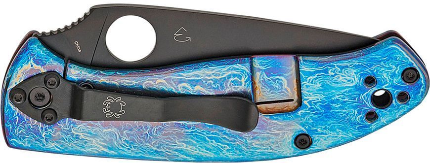 Ніж Spyderco Tenacious Black Blade D2 Titanium Blue C122TIBLBKD2P 871689 фото