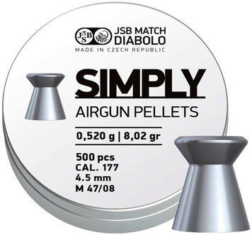 Кулі пневматичні JSB Diabolo Simply калібр 4,5 мм Вага - 0,52 г 500 шт/уп 14530602 фото