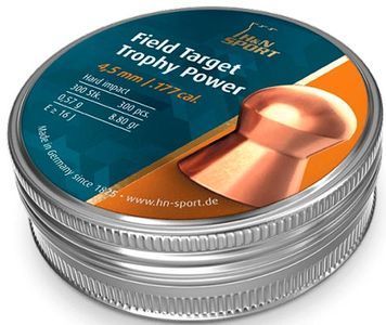 Кулі пневматичні H&N Field Target Trophy Power, калібр 4,5 мм Вага - 0,57 г 300 шт/уп, Мідне покриття 14530190 фото