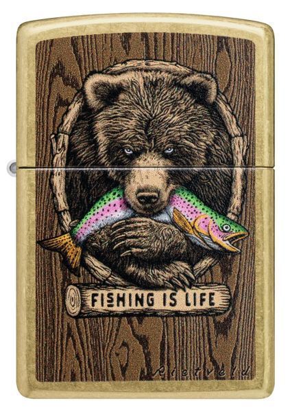Запальничка Zippo Rietveld Fishing is Life Street Brass 47111 77890091 фото