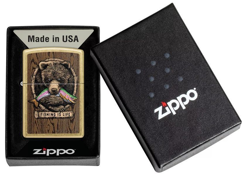 Запальничка Zippo Rietveld Fishing is Life Street Brass 47111 77890091 фото