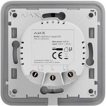 Ajax LightCore (1-gang) [55] (8EU) Реле для одноклавішного вимикача 99-00012183 фото