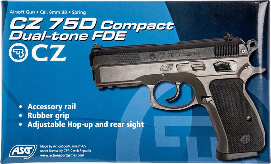 Пистолет страйкбольный ASG CZ 75D Compact FDE калибр 6 мм 23704127 фото