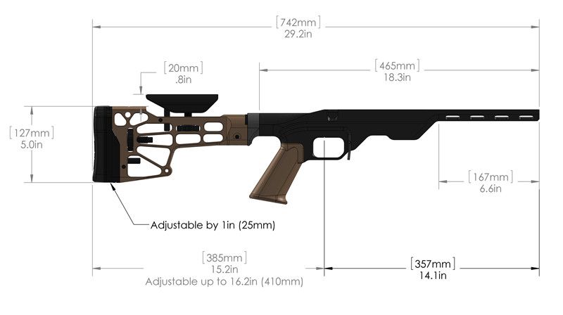 Ложа MDT LSS для карабіна Remington 700 Long Action. Матеріал алюміній. Колір чорний 17280033 фото