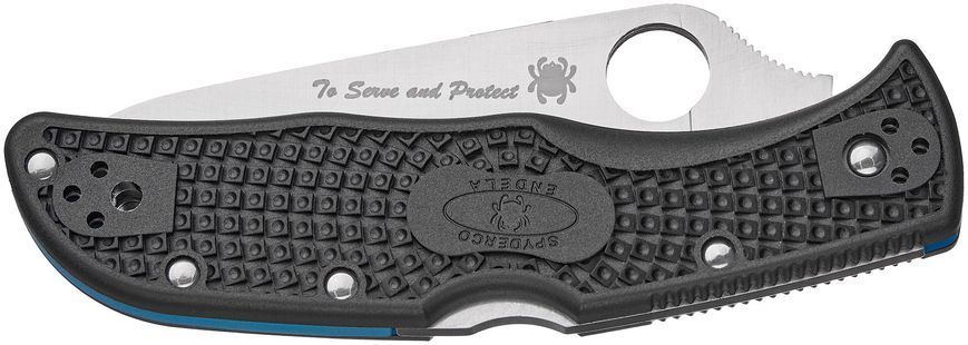 Нож Spyderco Endela Thin Blue Line Полусеррейтор C243FPSBKBL 871489 фото