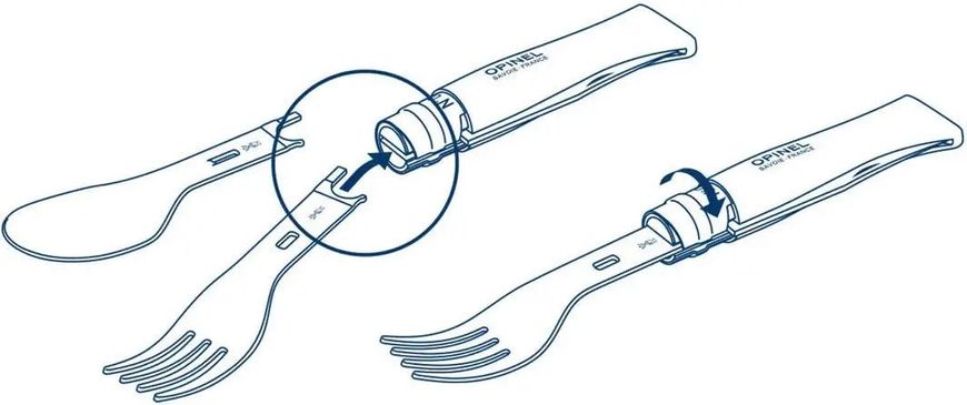 Набор столовых приборов Opinel №8 VRI Picnic+ (Нож, вилка, ложка, салфетка-чехол) 002500 2046683 фото