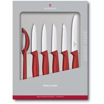 Набор кухонных овощных ножей и овощечистки Victorinox Swiss Classic Paring Set 6 предметов Красный (6.7111.6G) V77551925 фото