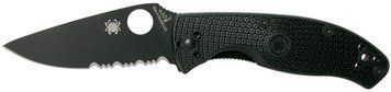 Ніж Spyderco Tenacious Black Blade Lightweight Напівсеррейтор C122PSBBK 871393 фото