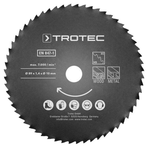 Набір пиляльних дисків Trotec 1 HSS 89х10х1,4 HS60/HS80 Metal (2 шт) (6215001301) DAS302849 фото