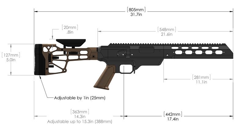 Ложа MDT TAC21 для карабіна Tikka T3 Short Action. Матеріал — алюміній. Колір чорний 17280019 фото