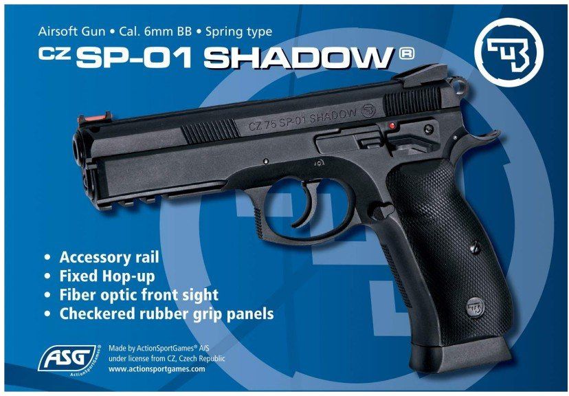 Пистолет страйкбольный ASG CZ SP-01 Shadow Spring калибр 6 мм 23704126 фото