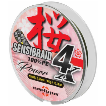 Шнур Sakura SENSIBRAID 4 -150 м / 0,14 мм зелений (SAPLE40010,14-GRE) Y33441731 фото
