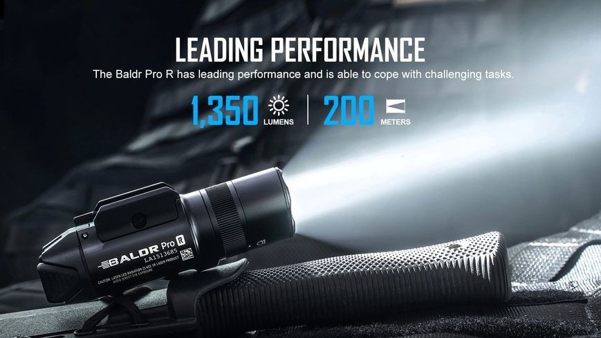 Фонарь с ЛЦУ Olight Baldr Pro R Black (1350 Lm) Зеленый ЛЦУ Baldr Pro R 23703520 фото