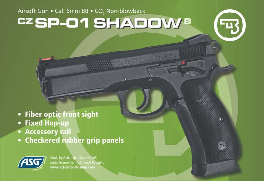 Страйкбольний пістолет ASG CZ SP-01 Shadow СО2 калібр 6 мм 23704133 фото