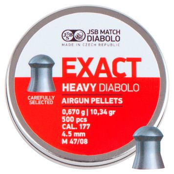 Пули пневматические JSB Diabolo Exact Heavy калибр 4,5 мм Вес - 0,67 г 500 шт/уп 14530523 фото