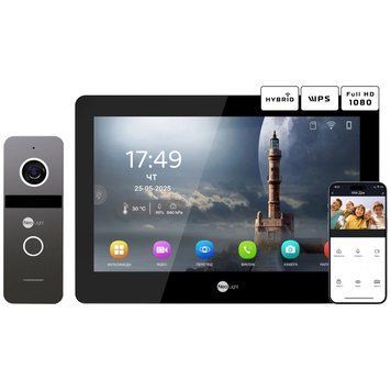 Neolight MEZZO Hybrid Black + SOLO IP Graphite з кутком, PoE адаптер для панелі виклику Комплект відеодомофону 99-00024868 фото