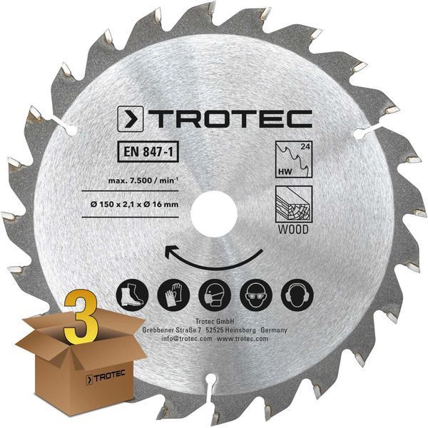 Диск пильный Trotec 150х16х2,1 HW24 Wood (3 шт) (6215001320) DAS302852 фото