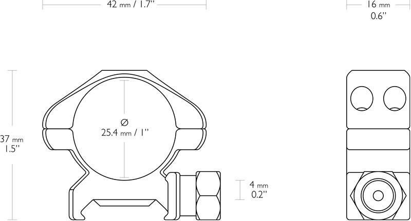 Сталеві Кільця Hawke Precision Steel 25,4 мм Low Weaver/Picatinny 39860084 фото