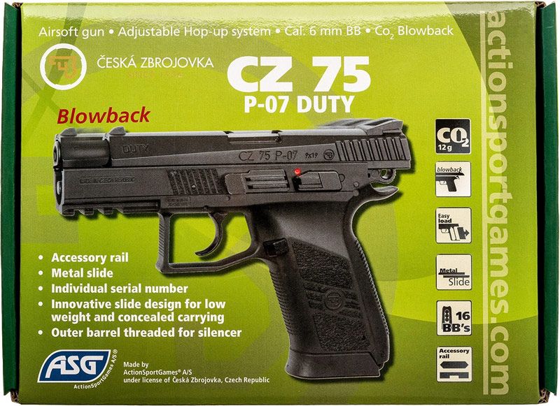 Пистолет страйкбольный ASG CZ75 P-07 Duty калибр 6 мм 23704135 фото