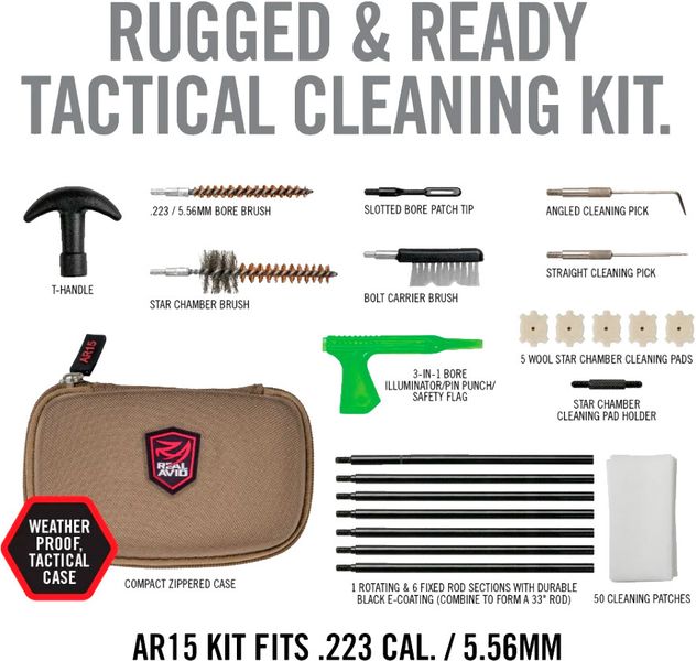 Набір для чищення Real Avid AR15 Gun Cleaning Kit .22; 223 Rem (5,56 мм); 22 LR (5,6 мм); АК 74 – 5,45 мм 17590045 фото