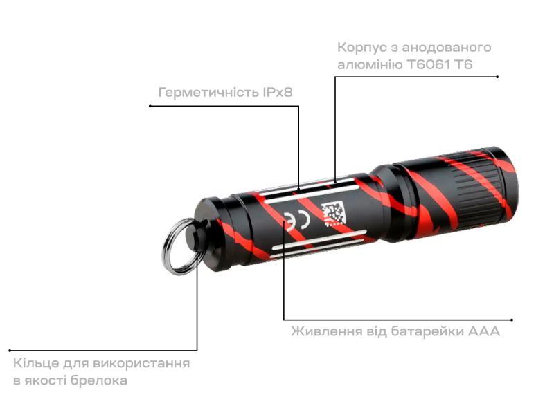 Ліхтар-брелок Olight I3E EOS Black Lava I3E BL 23704459 фото