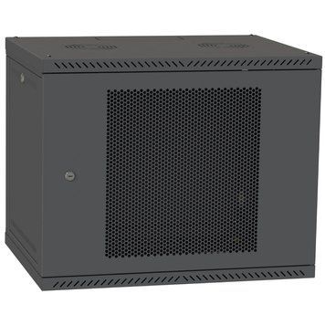IPCOM 12U 600x600 Шафа телекомунікаційна двері перфорація (чорна) 99-00021324 фото