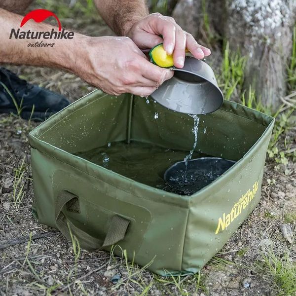 Складаний контейнер для води з ПВХ Naturehike Square bucket 13л army green NH19SJ007 68345 фото