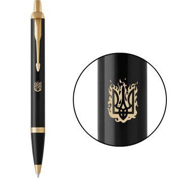 Ручка шариковая Parker IM 17 UKRAINE Black GT BP Огненный Трезубец 1931666 97315 фото