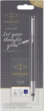 Ручка перьевая Parker VECTOR 17 Black FP M + Картриджі Parker Quink /5шт. син. змивані блістер 102259 фото