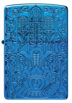 Запальничка Zippo 46752 Armor High Polish Blue Hamsa Design 77890067 фото