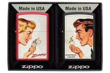 Запальнички Zippo Red Matte и Black Matte Vintage Ad Lighter Set, червоня, чорна 46295 V77554019 фото