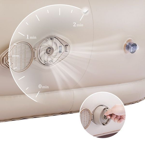 Матрас надувной кемпинговый одноместный Naturehike CNK2300DZ020, 180x90x60 см, Бежевый со встроенным насосом для надувания. 6976023922480 97949 фото